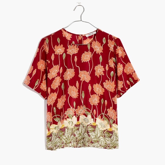Madewell Tops - Madewell Sunflowers Silk Button Back Blouse Medium
